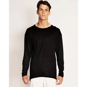 TRAVIS TADDEO Men’s Brett Series Long Sleeve Linen Top in Black